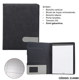 [L214080] CARPETA A4 BIWO GABARDINA CON BLOCK (L214080)