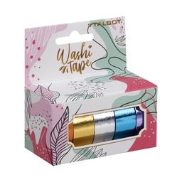 [S4803] CINTA TALBOT WASHI TAPE 1.5X3mt. HANG TAG X5 METALLIC (S4803)