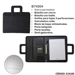 [L214100] CARPETA A4 BIWO CON CIERRE Y BLOCK (L214100)