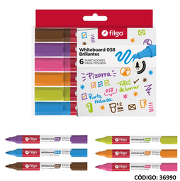 [L36990] MARCADOR FILGO PIZARRA 058 PUNTA REDONDA X6 COLORES (L36990)