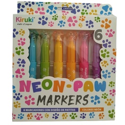[L35608] MARCADOR KIRUKI PAW-PAW X6 COLORES NEON (L35608)