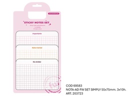 [L69583] NOTA ADHESIVA FW SET SIMPLY 55X75mm. 3X10hjs. (L69583)