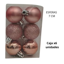 [R32081] ESFERA NAVIDAD 7cm. ROSA GOLD X6 UNIDADES (R32081)
