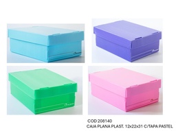[L208140] CAJA PLANA PLASTICA 12X22X31 PASTEL CON TAPA (L208140)