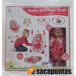 [J19703] MUÑECA Y SILLA 3 EN 1 BABY DOLL HIGH CHAIR LALELU (J19703)